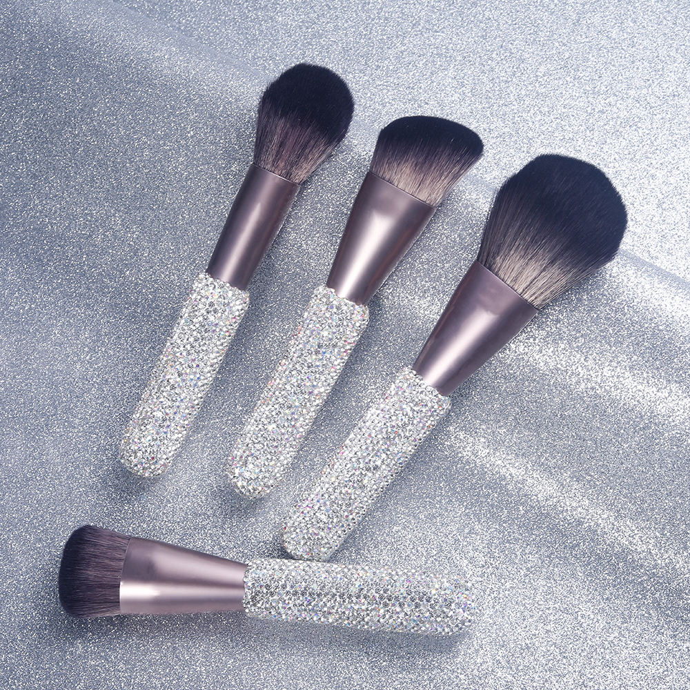 Gracedo 11pcs Custom Logo Diamond Bling Natural Hair Face Makeup Brush Set Pink Red Gift Glitter Luxury Cute