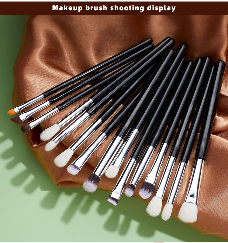 HMU Luxury Vegan Synthetic Hair 15-Piece Makeup Brushes Set Wood Handles Copper Ferrules Angular Blush Design for Face Eye Use