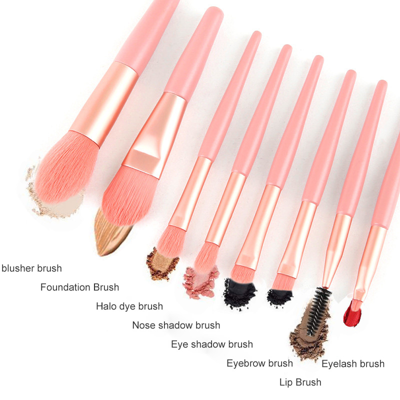 Professional 8pcs Mini Makeup Brush Set with Bag Travel Cosmetics Face Shaving Foundation Brushes