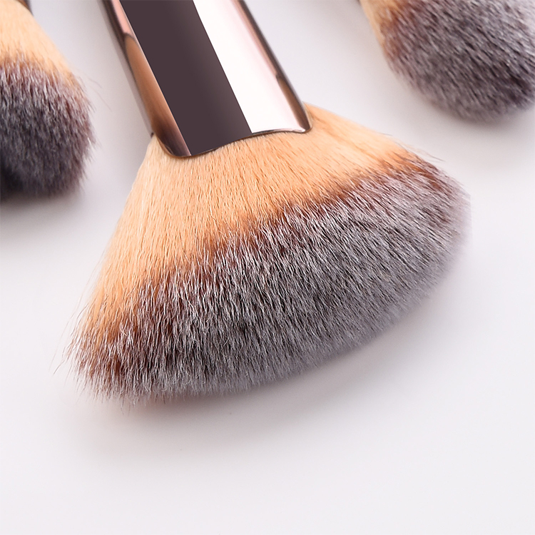2024 Latest High Quality Custom Professional Wood Long Handle Champagne Glitter Brown Contour 9pcs Makeup Cosmetic Brush Set