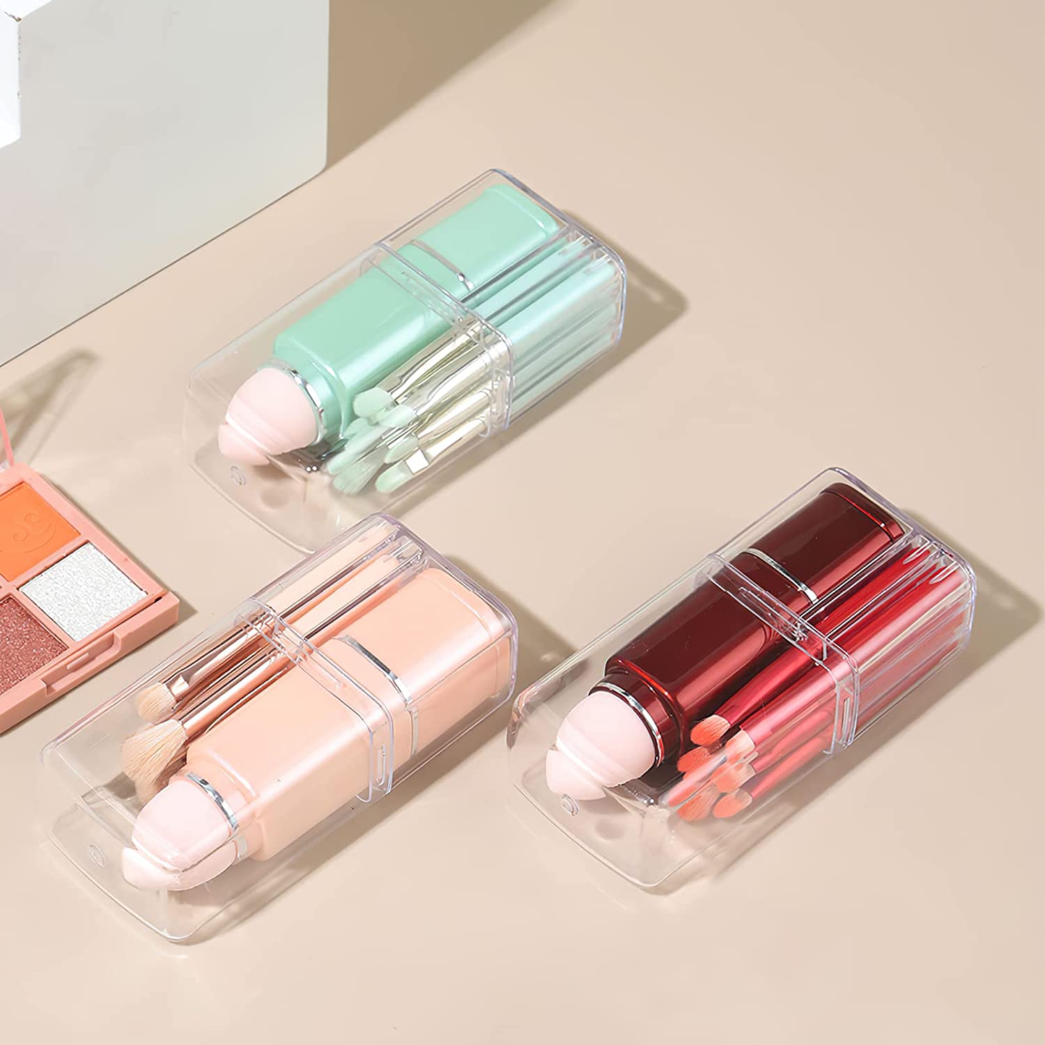 LUMA High Quality 8 in 1 Retractable Eye Makeup Brushes Set Mini Multifunctional Cosmetic Brushes With Portable Case