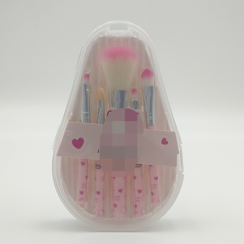 Factory Stock 5-Piece KTty Cute Makeup Brush Set with Plastic Handle Portable Beauty Tools for Cheek Application