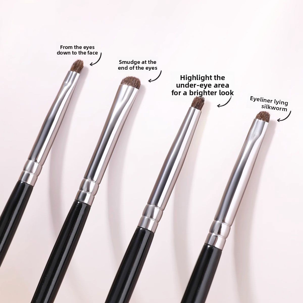 4-Piece Natural Hair High Quality Eye Shadow &amp; Concealer Makeup Brush Set with Plastic Handle for Travel