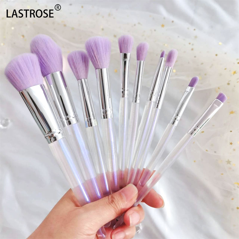 Professional 10-Piece Purple Makeup Brush Set Contour Blending and Foundation for Face &amp; Hair for Concealer Use