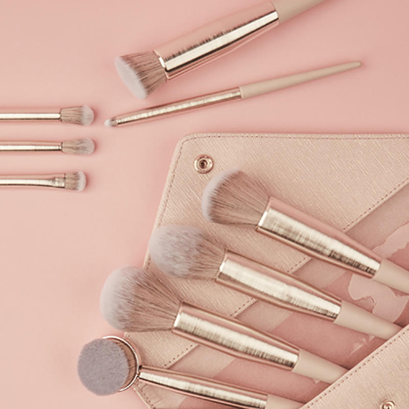 New Cute Pink Peach Color Handle Makeup Brush 9 PCS Gift Makeup Brushes
