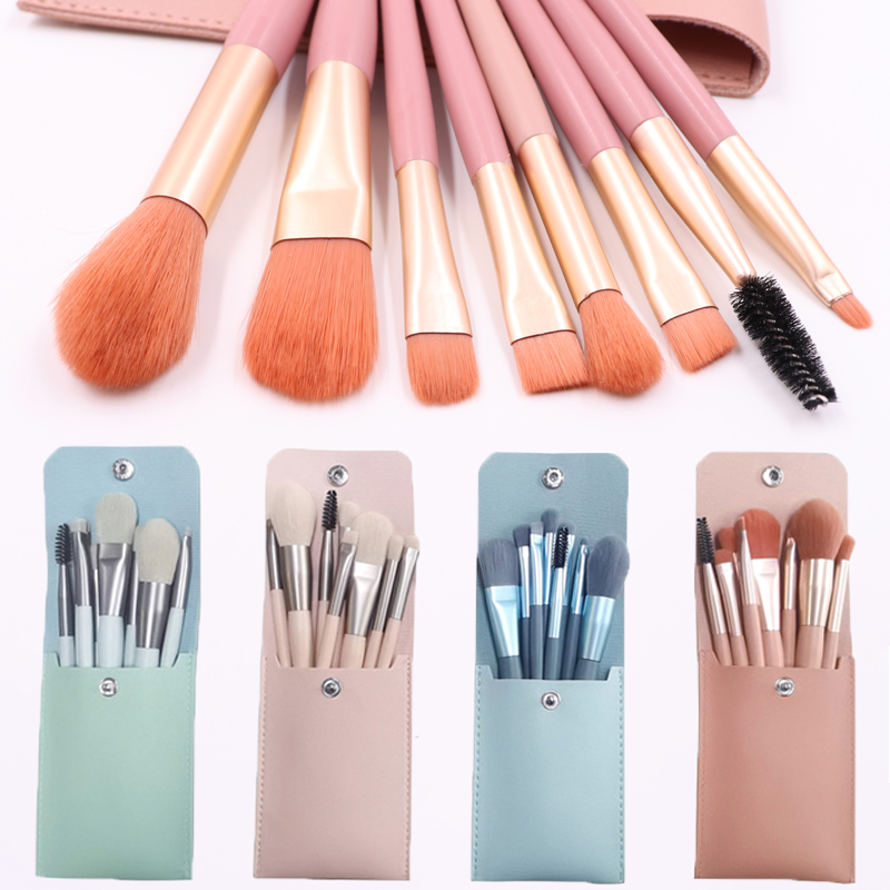 Professional 8pcs Mini Makeup Brush Set with Bag Travel Cosmetics Face Shaving Foundation Brushes