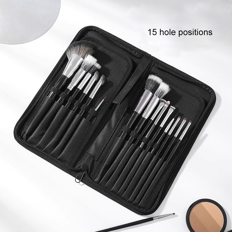 Private Label Canvas Travel Professional Customized Logo Makeup Artist Brushes Set Storage Organizer Bag With Brush Holder