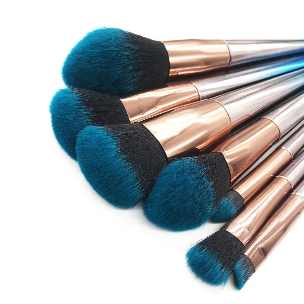Elegant Blue Ombre Makeup Brush Set - 12 Pack Private Label Cosmetics Brush Set