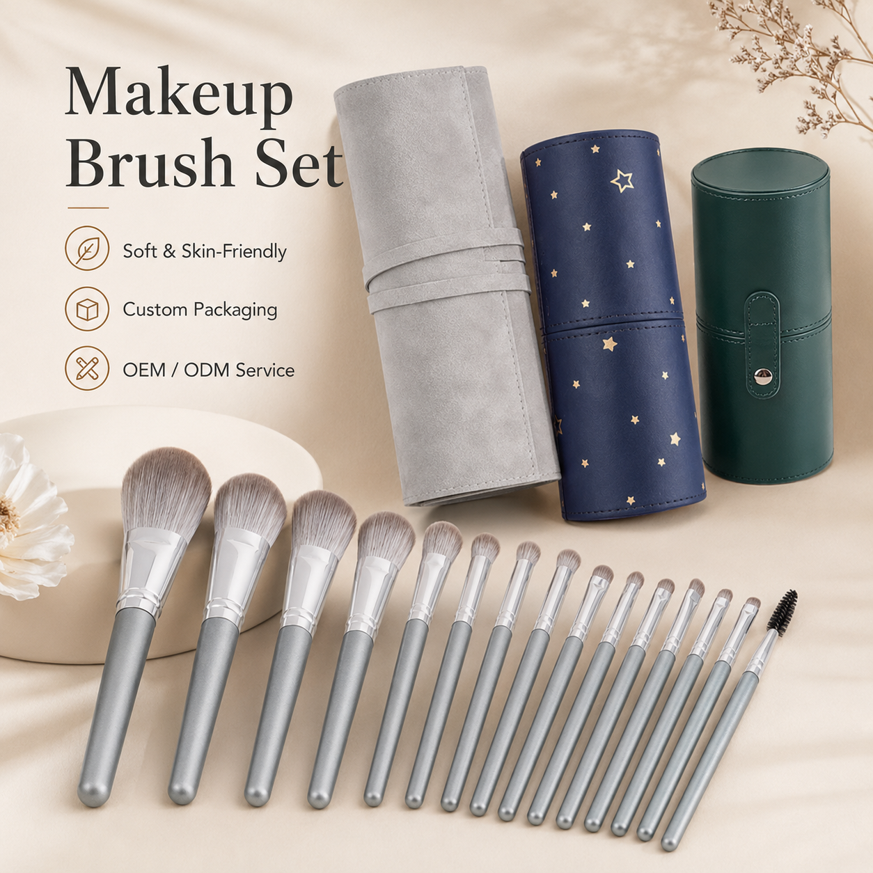 Luxury Silver Handle Soft Bristle Face Eye Foundation Blush Eyebrow Beauty Tools Makeup Brushes Makeup Brush Set