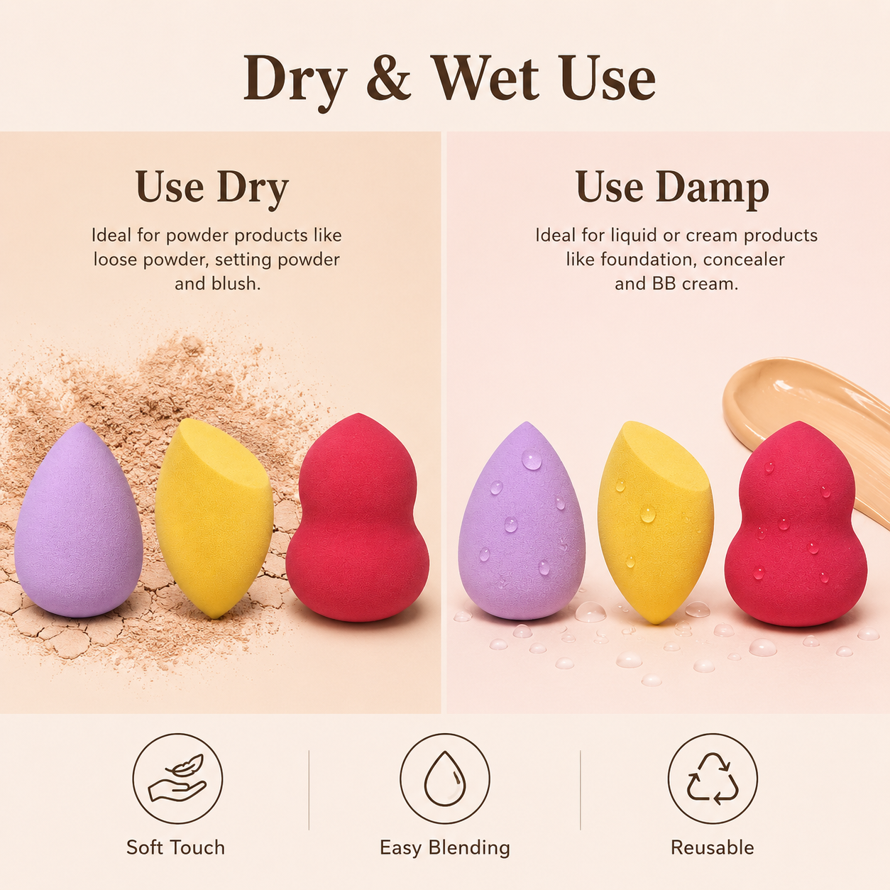 High Quality Custom Logo Portable Eco-Friendly Soft Latex Free Makeup Sponge Beauty Egg Blender Set With Box