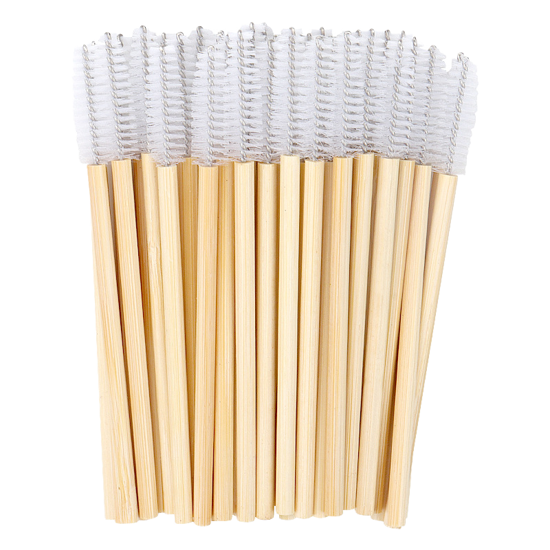 50 Pcs Bamboo Handle Disposable Eyelash Brushes, Eco-Friendly Mascara Wands