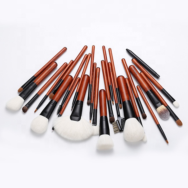 26 Pcs Luxury Redwood Professional Makeup Brush Set with High-Quality Natural Goat Hair Customizable Private Label Wholesale Kit