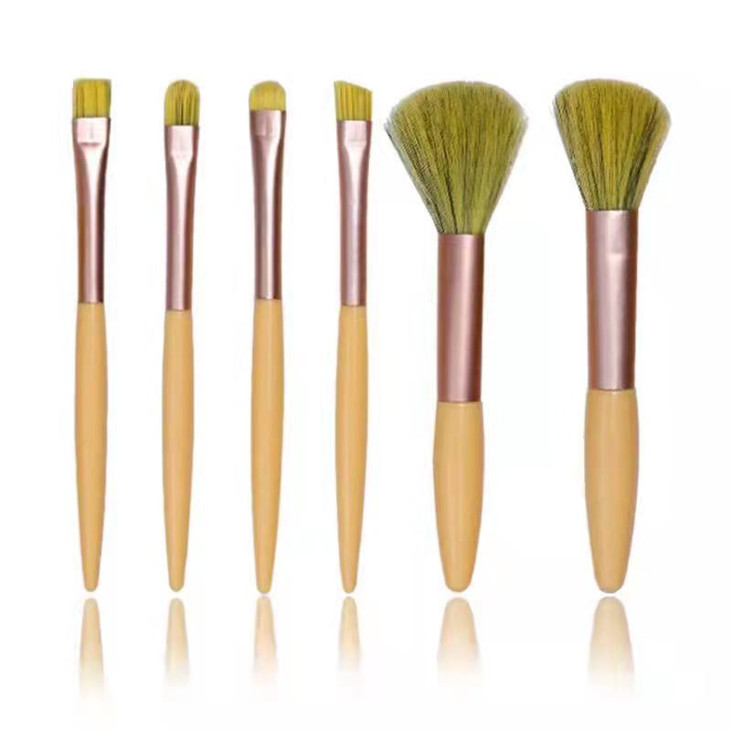 6-Piece Durable Soft Bristle Makeup Brush Set with Lip Liner Eyebrow Pencil for Face &amp; Eyeshadow/Blush Portable Full Kit
