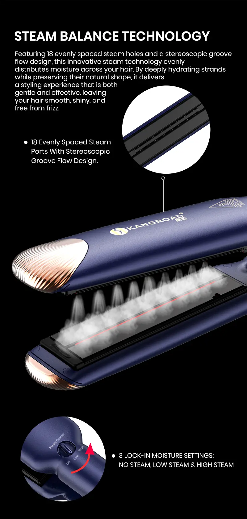 Infrared and Steam Hair Straightener details 2