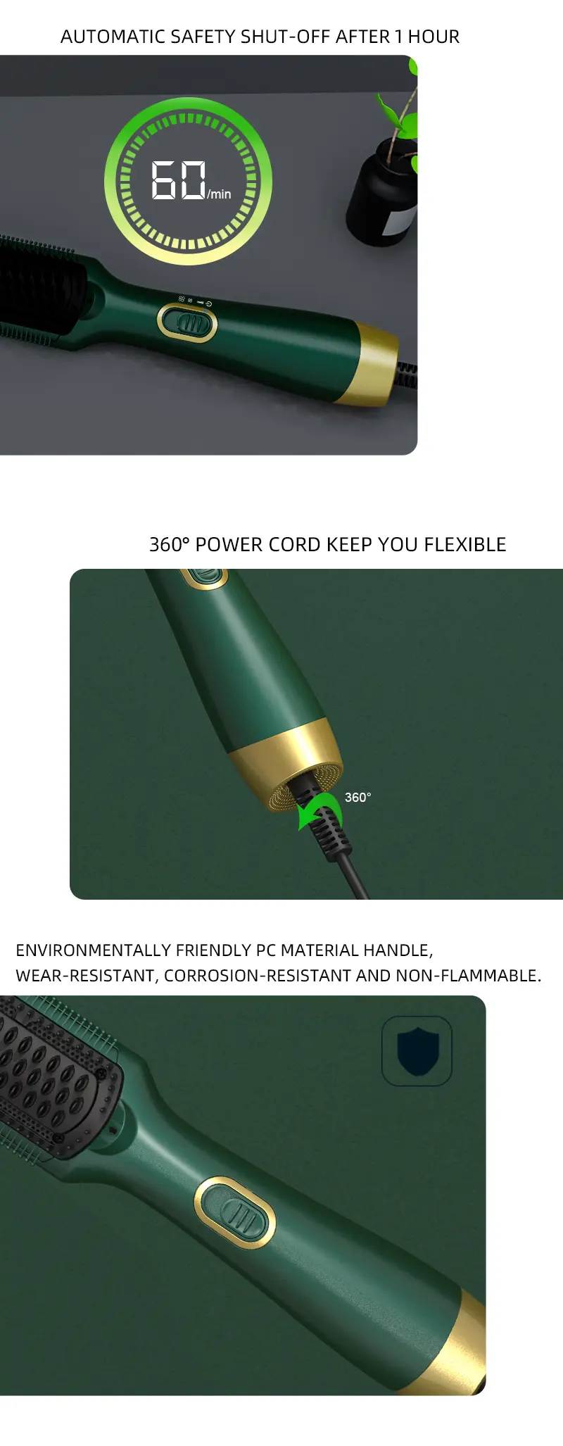 Ergonomic Handle and Swivel Power Cord Design
