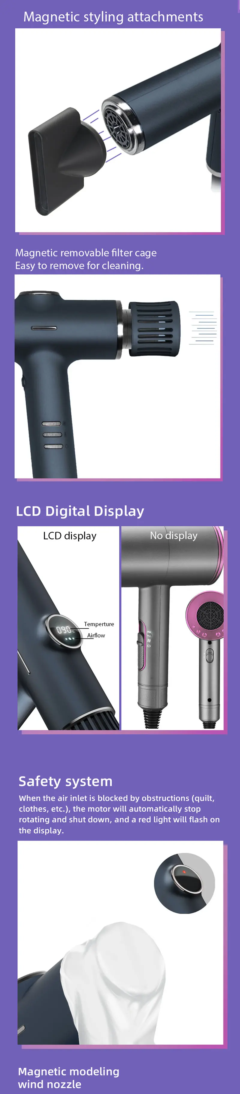 High speed powerful hair dryer - nozzle details
