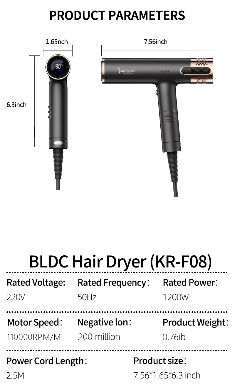High speed negative ions hair dryer details 7