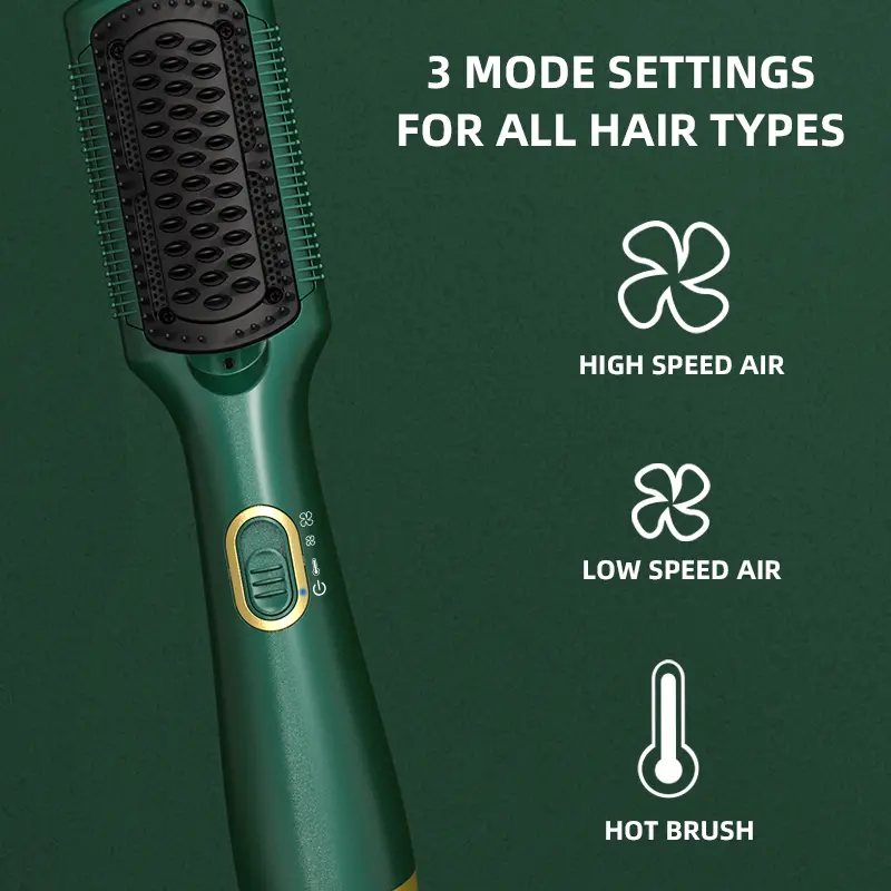 Custom Hair Brush Dryer With Negative Ion Hot Air Straightener Brush