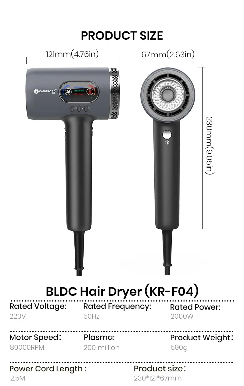 High speed Plasma hair dryer user manual