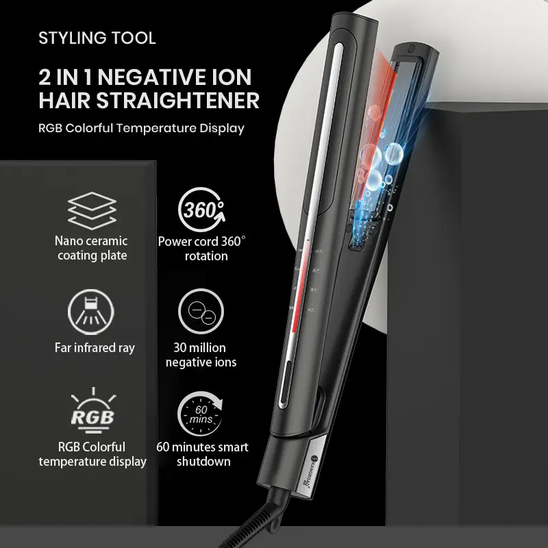 Custom Tourmaline Infrared Hair Straightener With Negative Ions