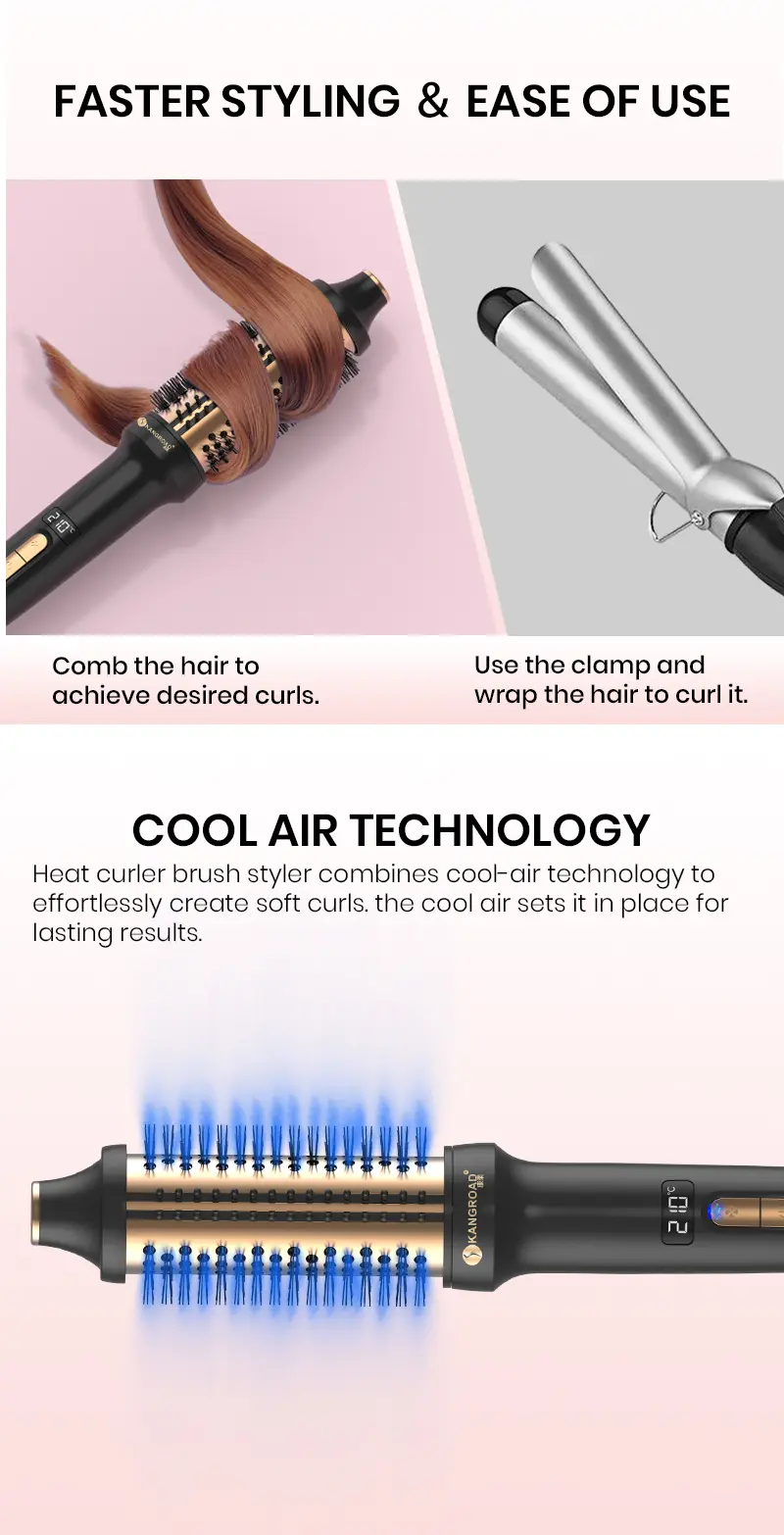 Professional heated hair curling brush view 4