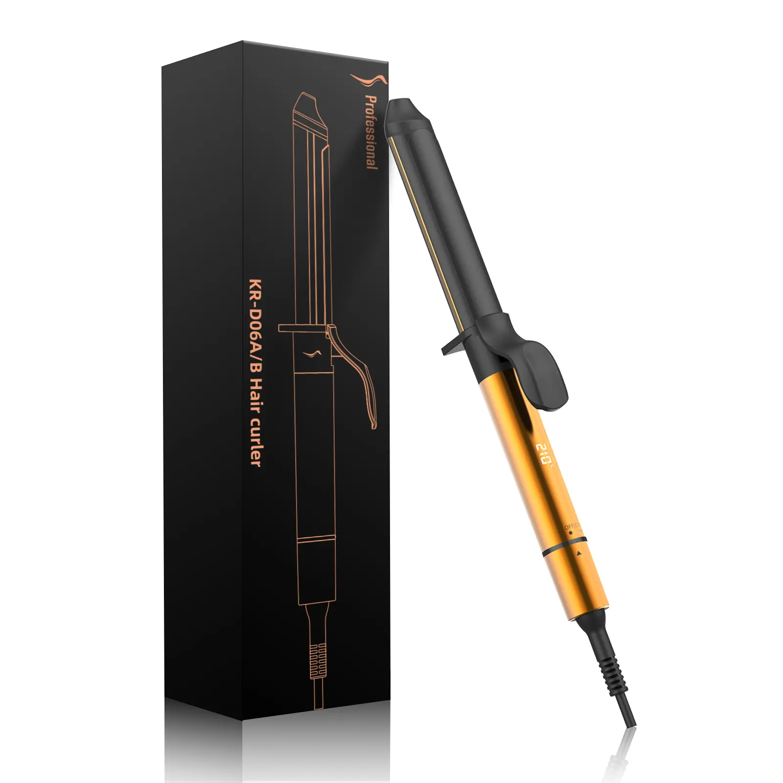 Custom OEM 25mm Ceramic Curling Iron with Rotary Temp Control, Dual Voltage Supplier, Factories