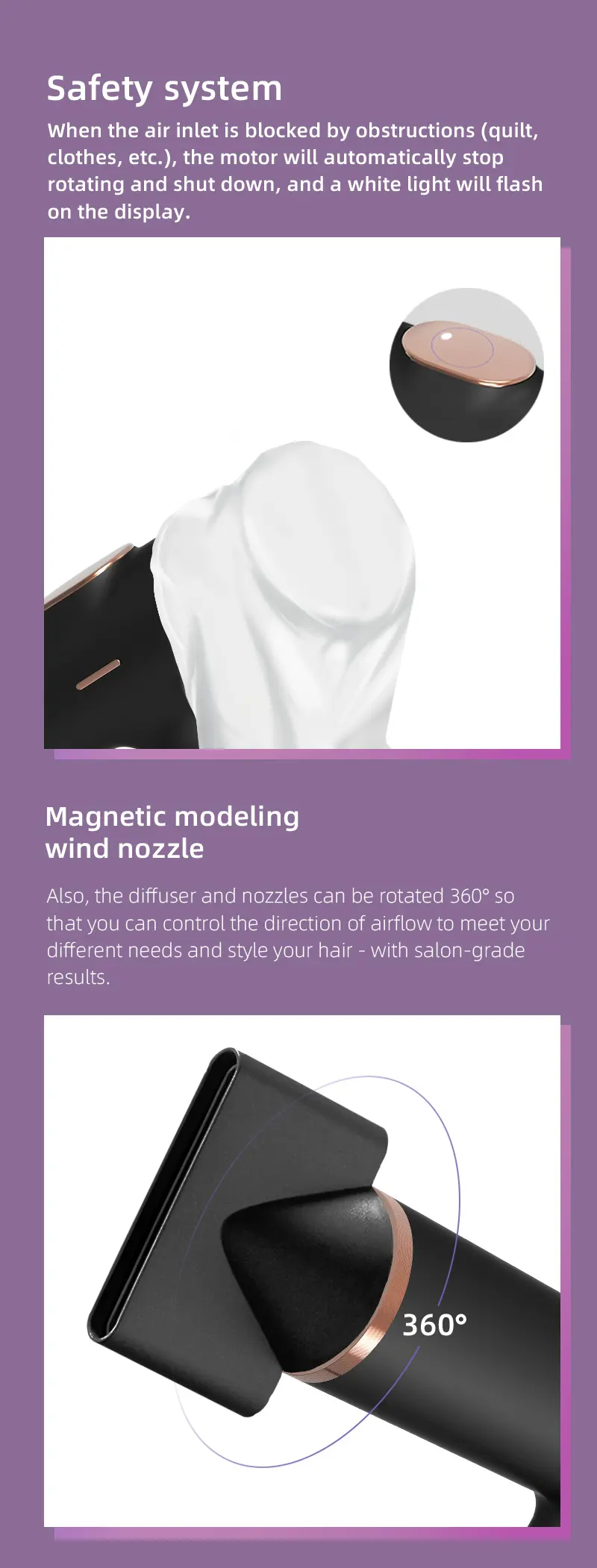 High speed negative ions hair dryer features 07