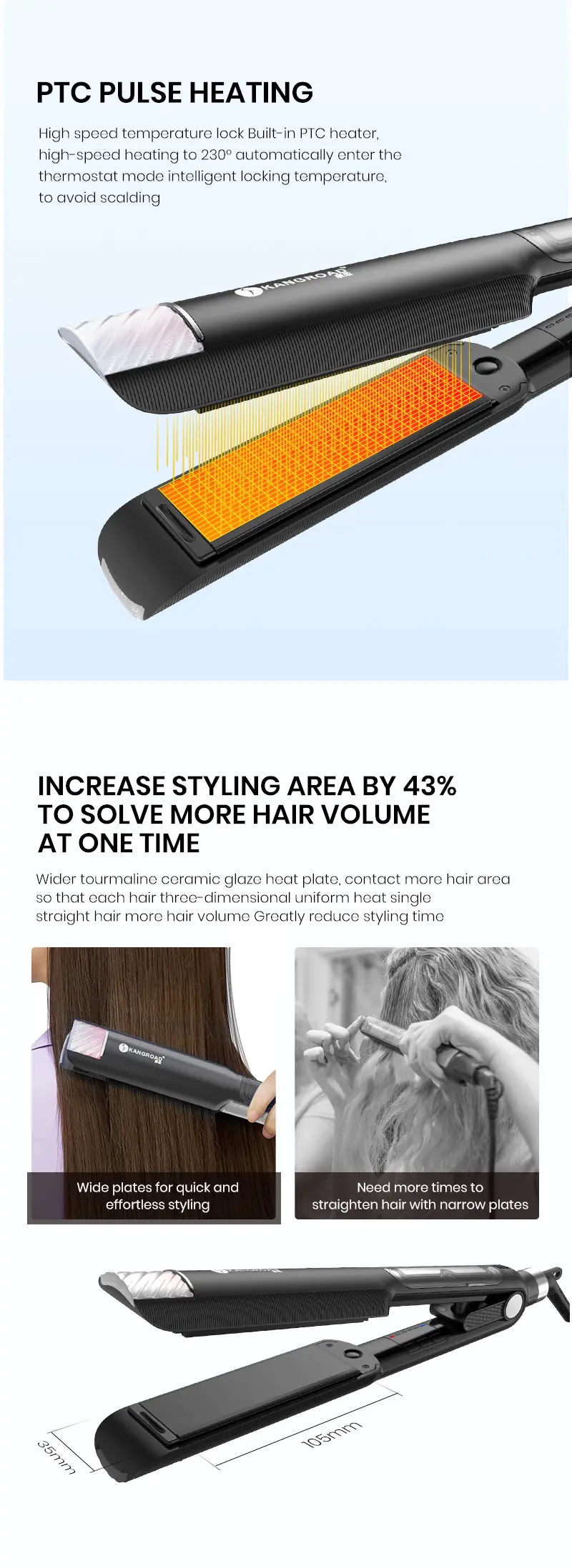 KR-088E Steam Hair Straightener Feature 4
