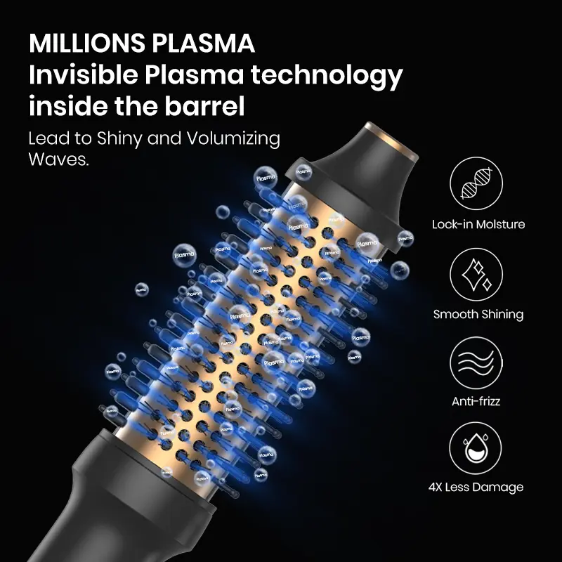Custom Hair Tool Plasma Hair Thermal Brushes With LCD Display Dual PTC