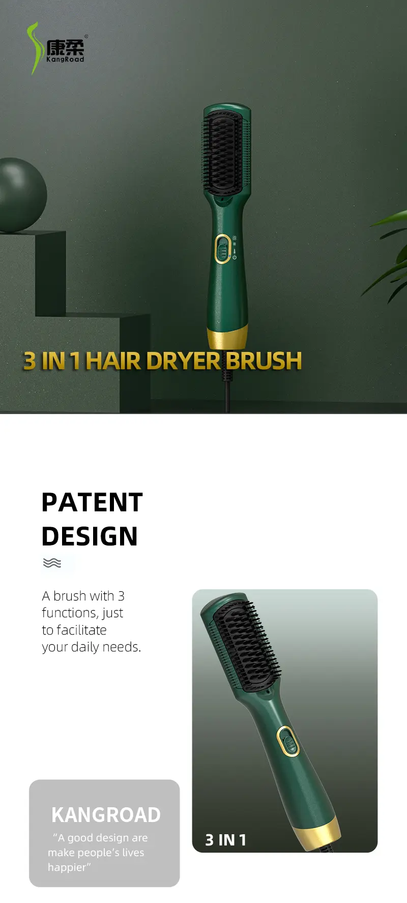 3 in 1 Hot Air Brush Design and Overview