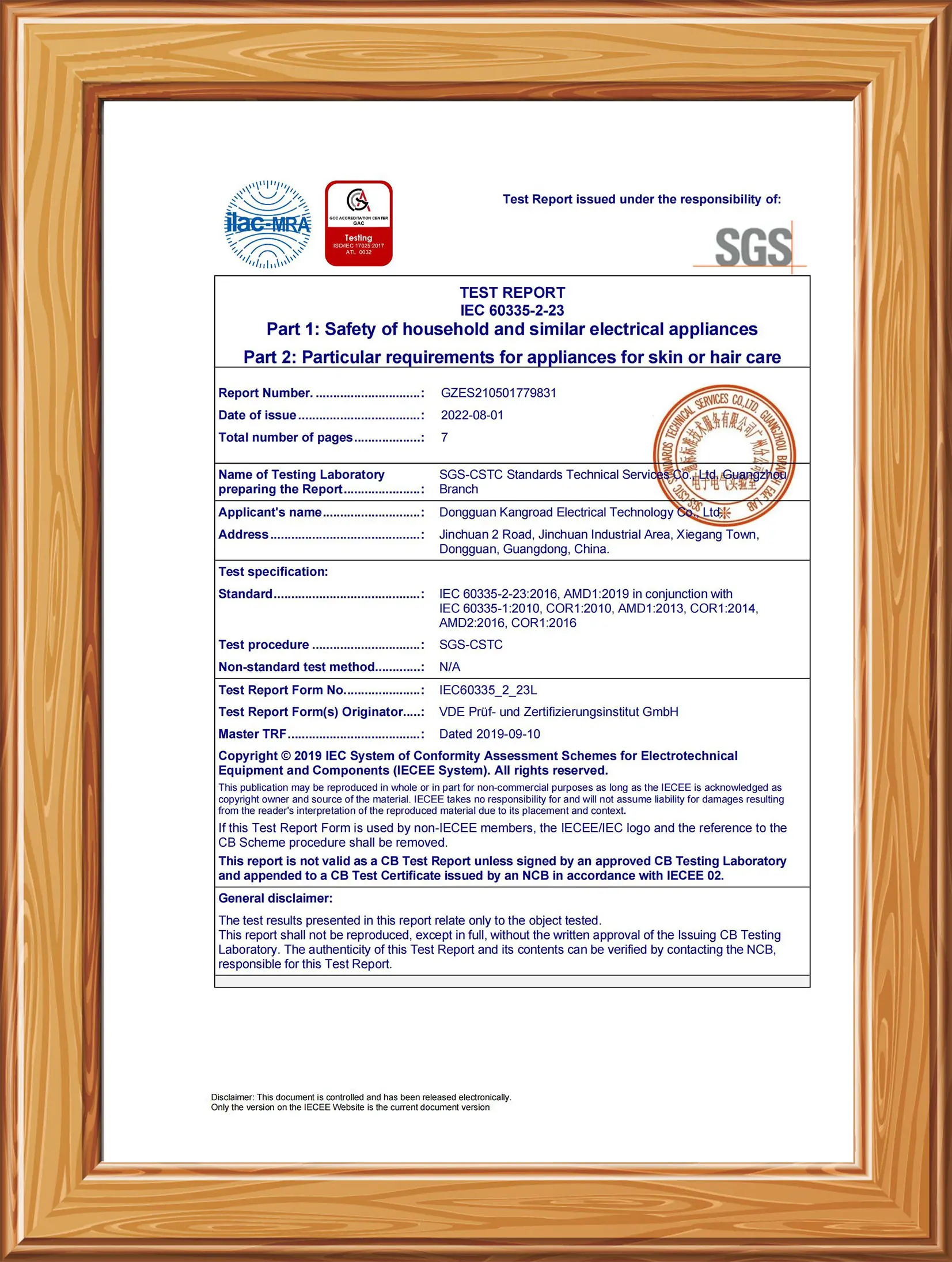 KR-D04 SAA Deviation Certification Document