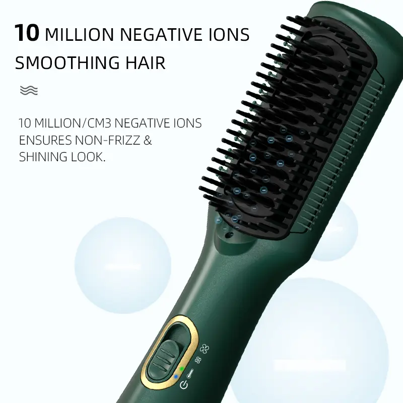 Custom Hair Brush Dryer With Negative Ion Hot Air Straightener Brush