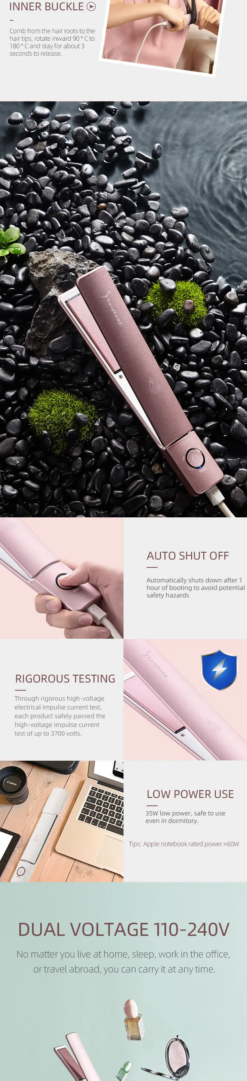 Ultra slim infrared hair straightener view 5