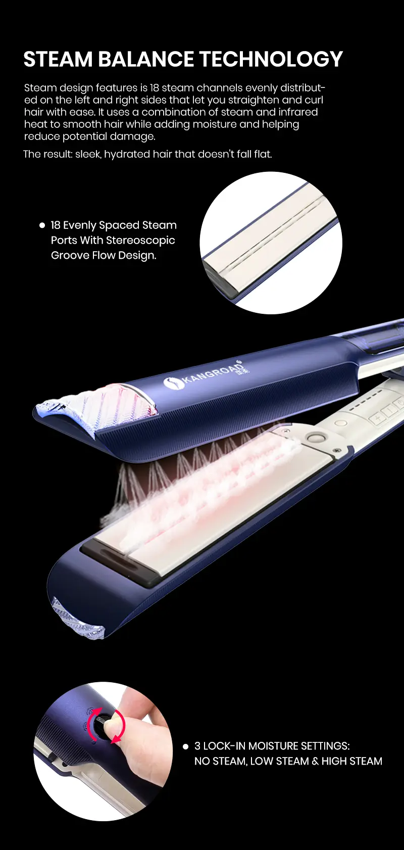 Steam & Infrared Hair Straightener Detail 2