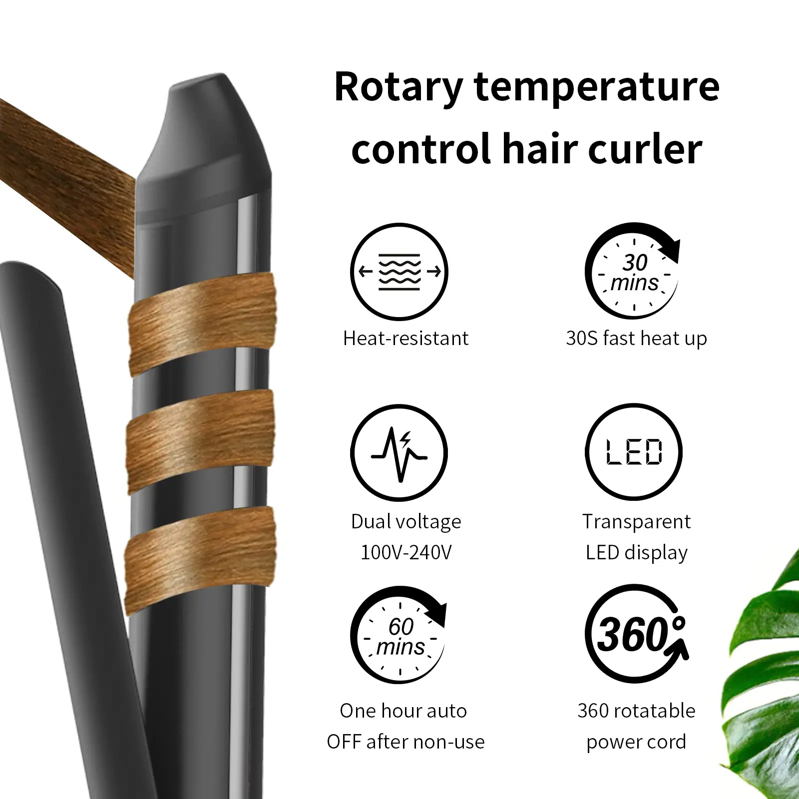 Custom 1.25 Hair Curler Ceramic Curling Iron With Fast Dual PTC