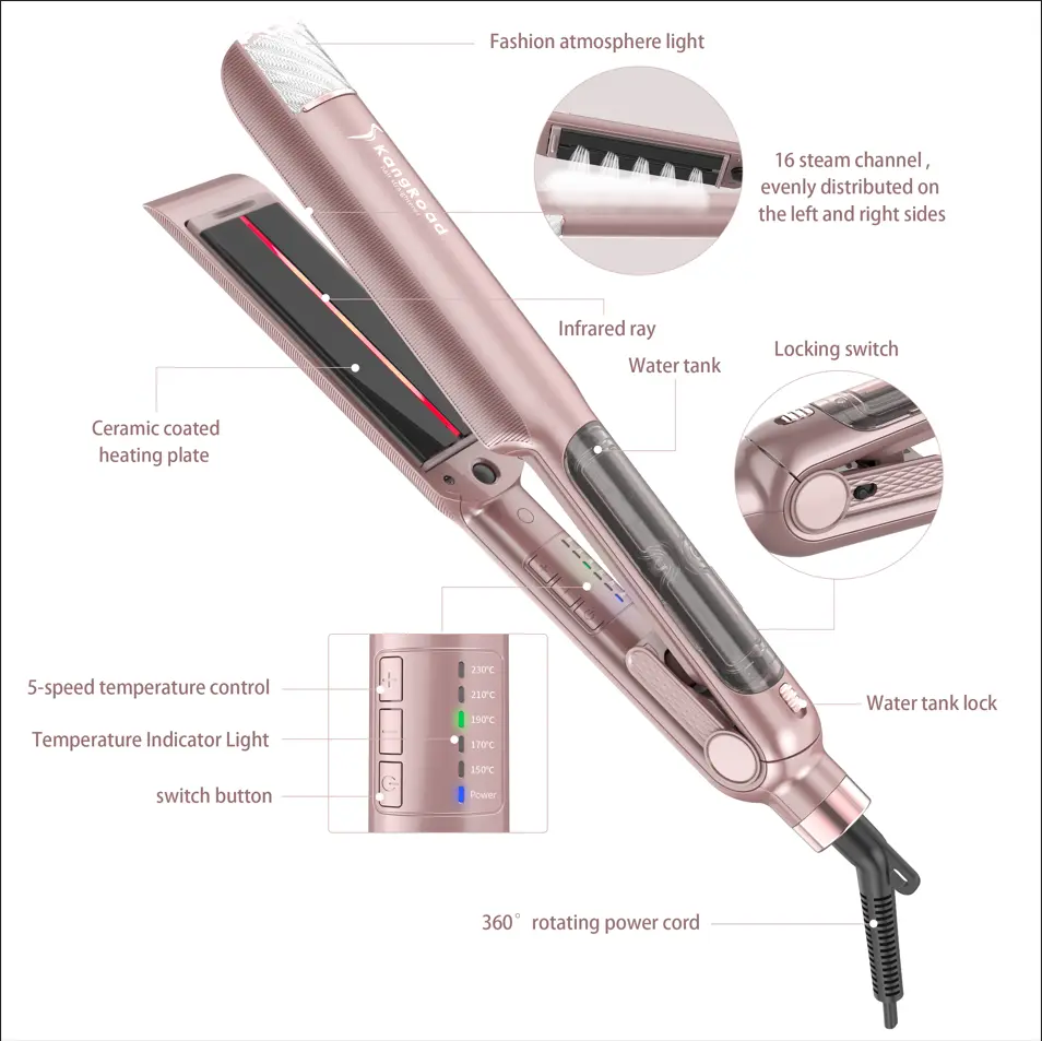 Custom OEM Steam and Infrared Hair Straightener with ​​Cool-Tip Design Factory, Factories