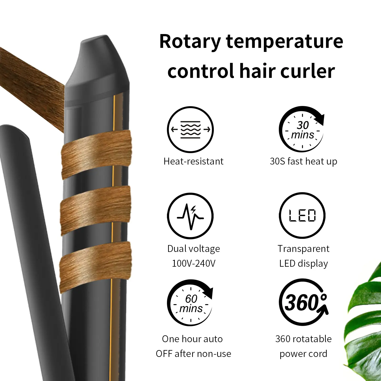 Custom OEM 25mm Ceramic Curling Iron with Rotary Temp Control, Dual Voltage Supplier, Factories