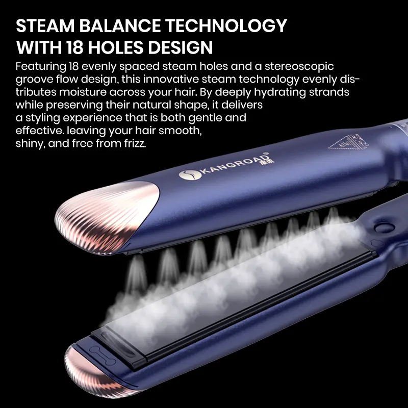 Custom Salon Steam Hair Straightener With Ceramic Plate For Frizz-free