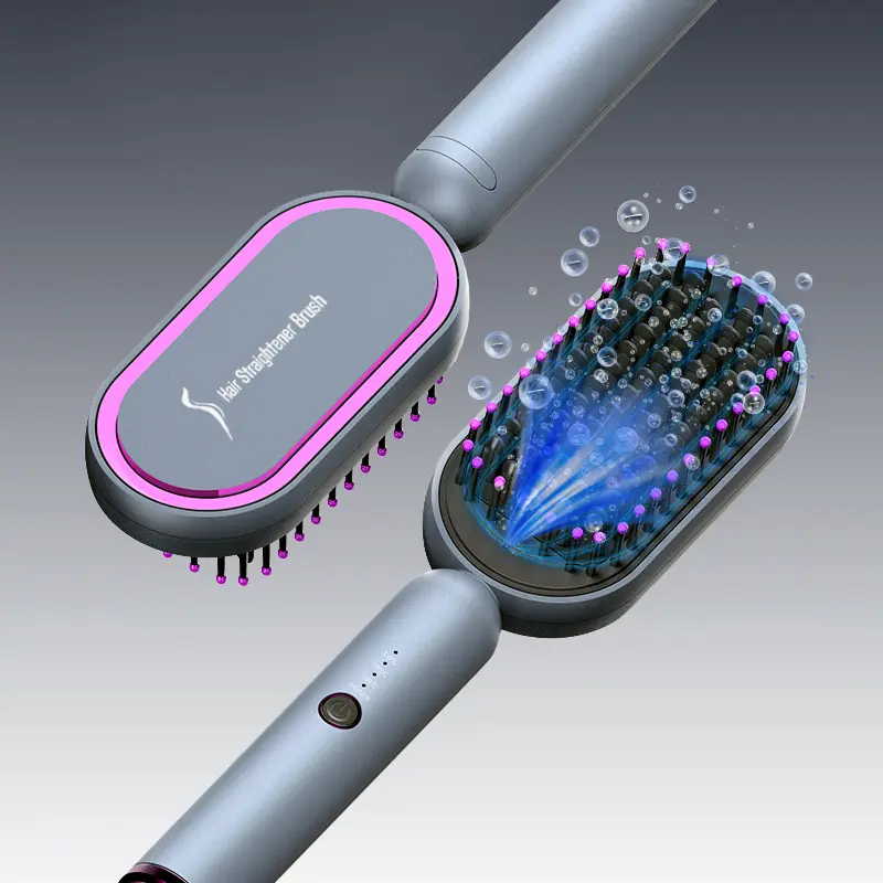Custom Customized Hair Straightener Brush With Negative Ion And Ceramic Plate Factory, Factories