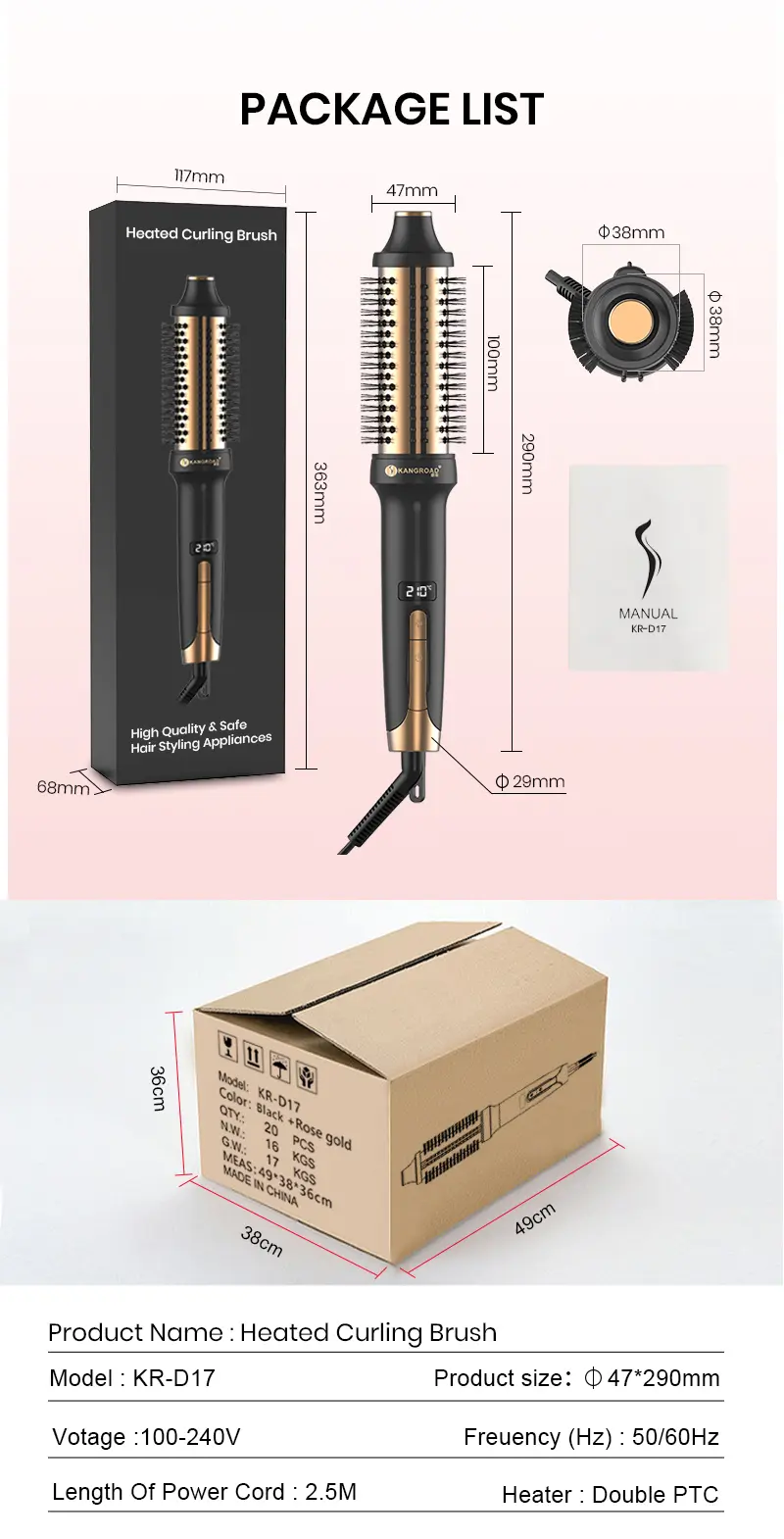 Professional heated hair curling brush view 9
