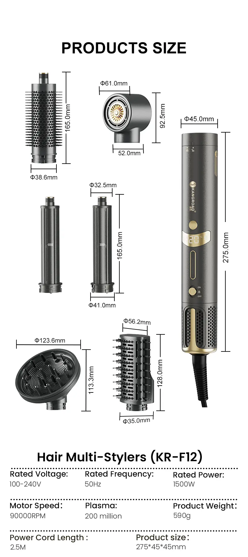 KR-F12 BLDC Hot Air Styler - 11
