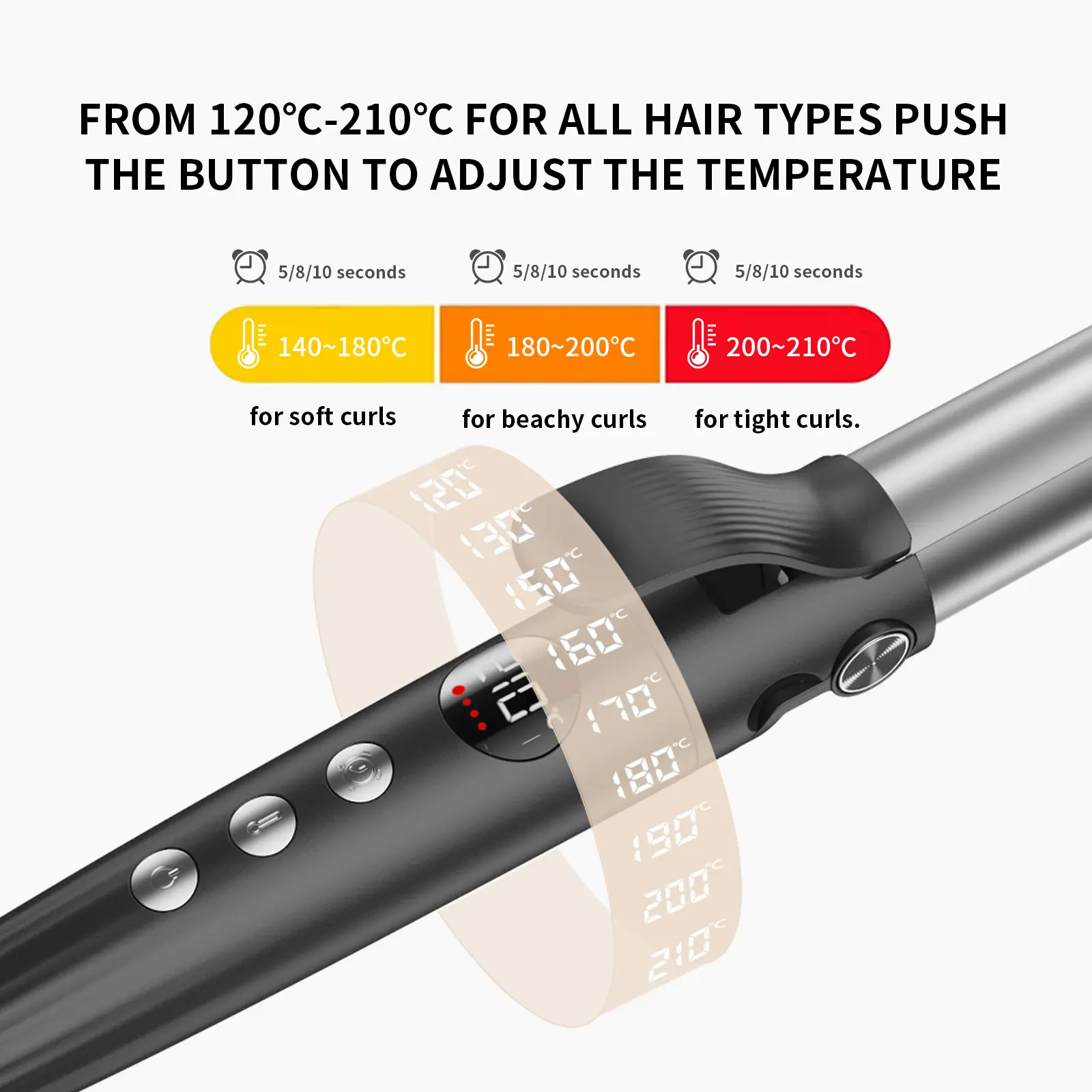 Custom Titanium Hair Curler 1.25-inch Curling Iron With Smart Timer