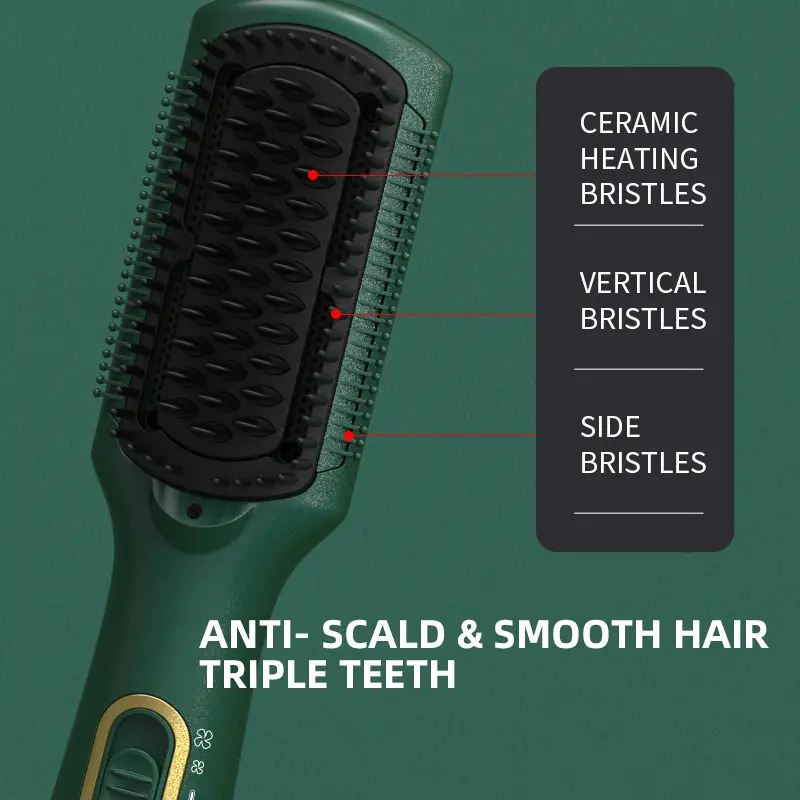 Custom Hair Brush Dryer With Negative Ion Hot Air Straightener Brush