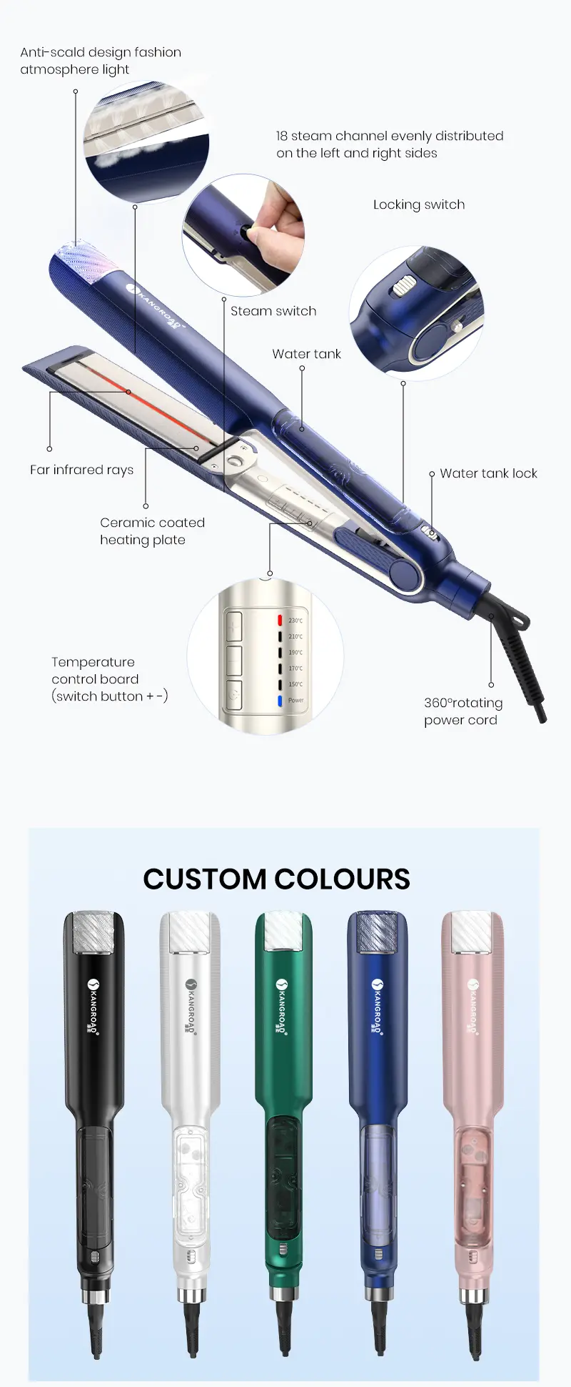 Steam & Infrared Hair Straightener Detail 9