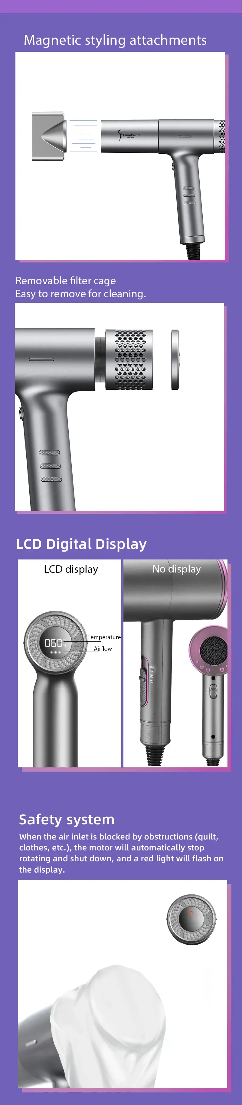 High speed negative ions hair dryer design details