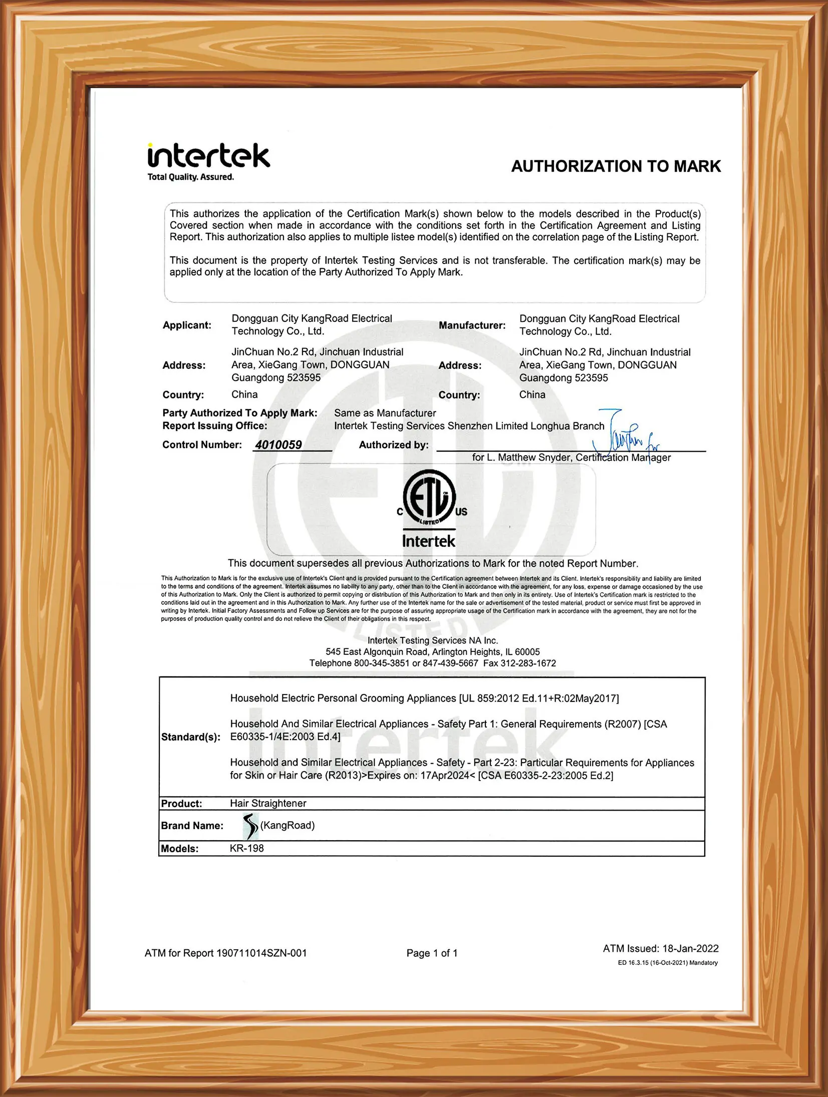KR-198 Lists Official Report Page 3