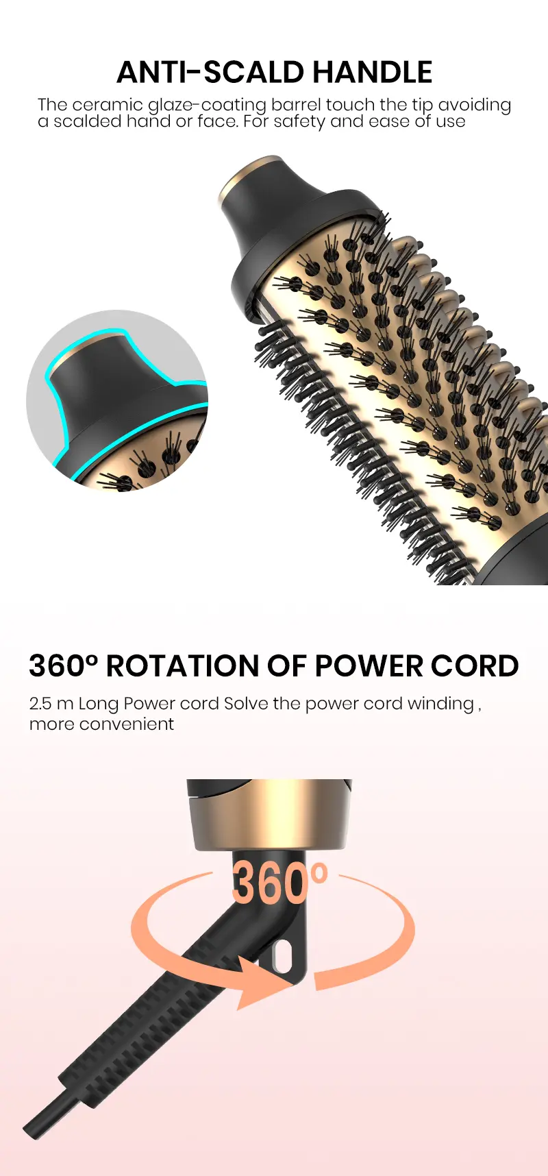 Professional heated hair curling brush view 5