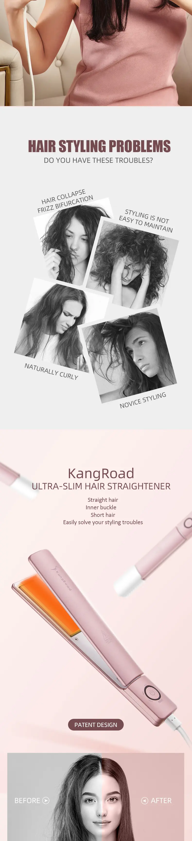 Ultra slim infrared hair straightener view 2