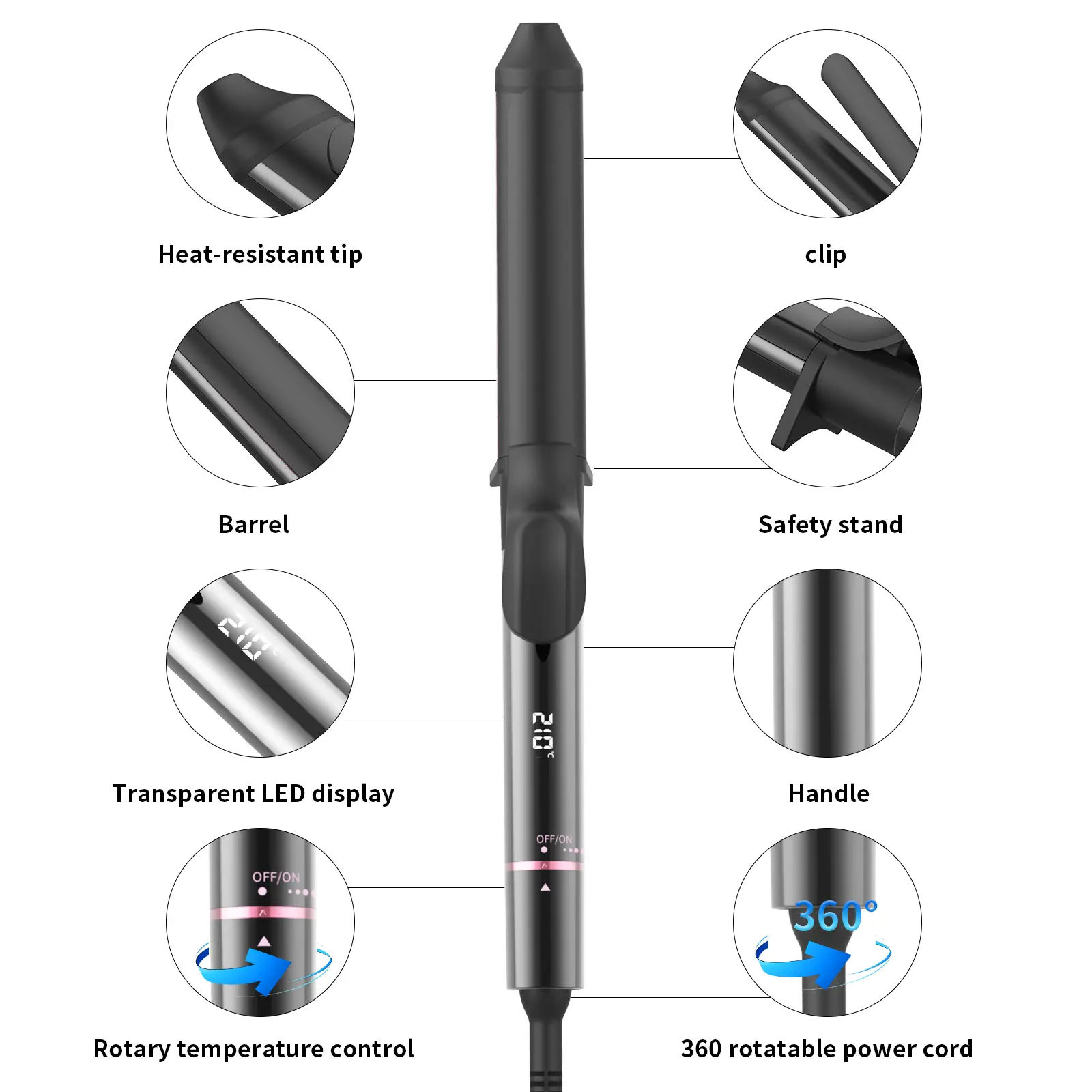 Custom 1.25 Hair Curler Ceramic Curling Iron With Fast Dual PTC