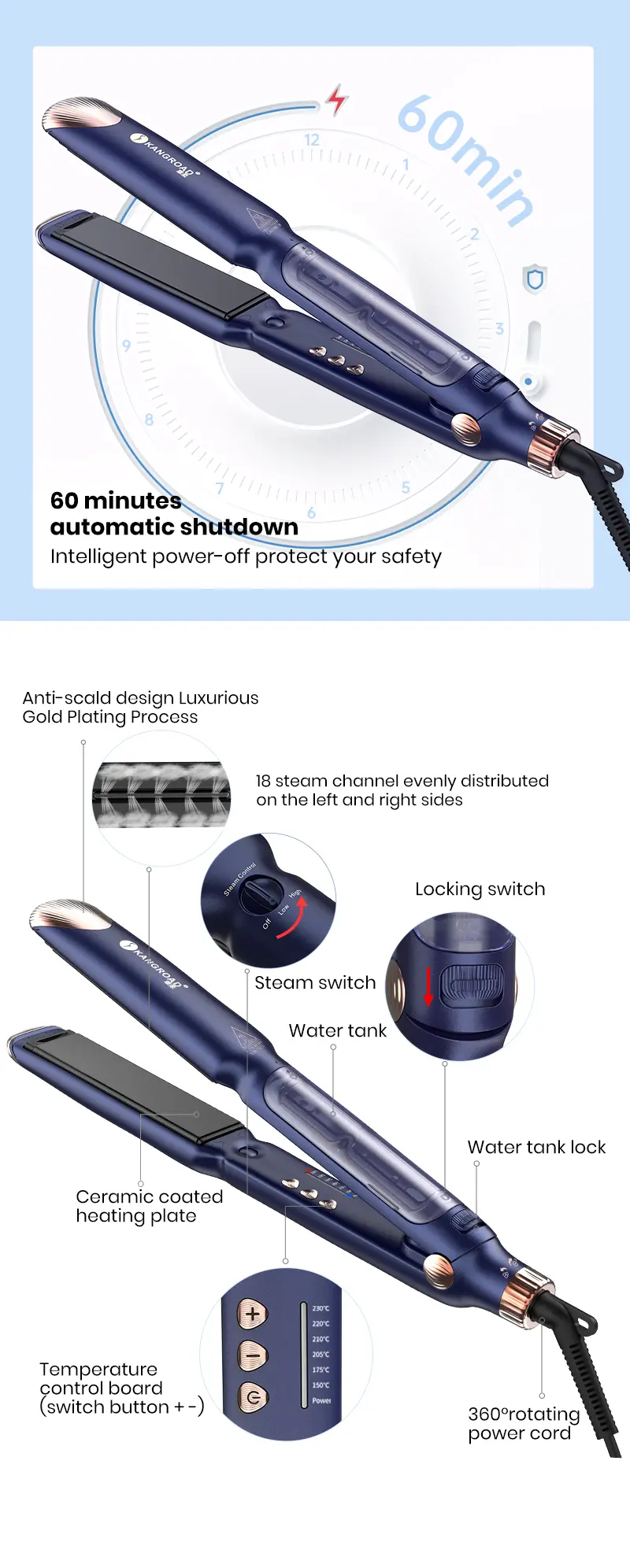 Steam Hair Straightener Detail 8